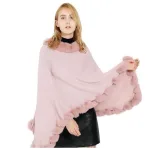 poncho à franges en cachemire plaid