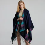 cape en tissu à carreaux pour femme