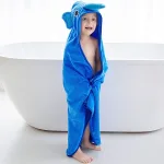 poncho de bain enfant motif éléphant bleu