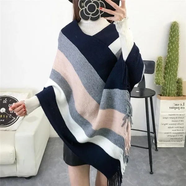 cape poncho longue femme laine