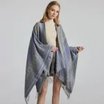 écharpe poncho douce pour femme avec franges