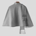 poncho homme en tissu avec écharpe