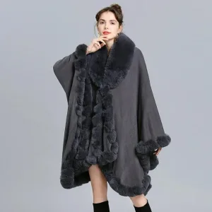 grand poncho châle polaire femme