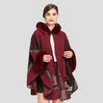 manteau poncho capuche femme
