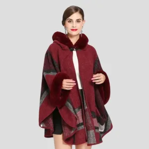 manteau poncho capuche femme