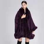 plaid poncho polaire femme