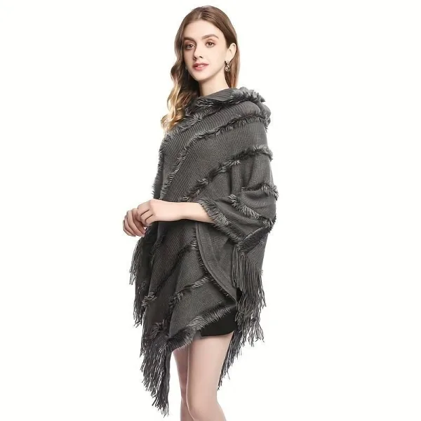 poncho à capuche