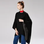 poncho femme en fibres douces noires