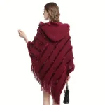 vêtements femme poncho à capuche