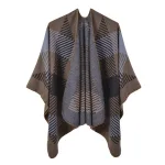 poncho à carreaux en laine