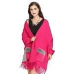 poncho femme doux et chaud avec poches
