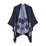 poncho femme en coton à motifs carreaux