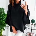 poncho plaid femme avec col montant