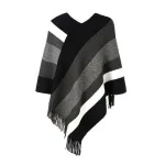 poncho en laine rayé pour femme