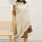 poncho avec motif hiver pour femme