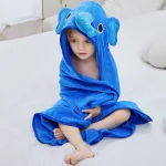 poncho bain enfant éléphant bleu