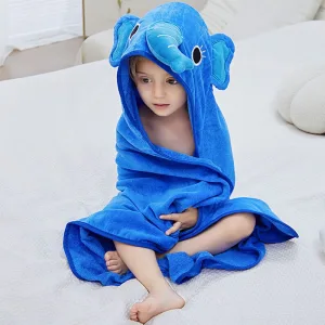 poncho bain enfant éléphant bleu