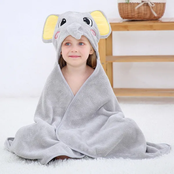 poncho bain enfant éléphant gris
