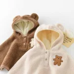 poncho doux béga ourson