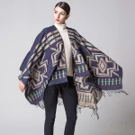 poncho en laine bohème