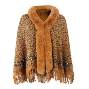 poncho cachemire léopard femme