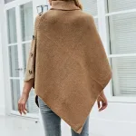 poncho laine col roulé élégant pour femme