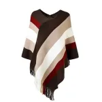 vêtement femme poncho chaud rayé