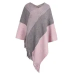 poncho en laine à franges