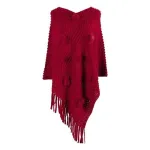 poncho léger à pompons pour femme