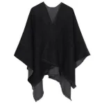 poncho femme en bi-ton cachemire doux