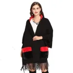 poncho chic femme poches fourrure