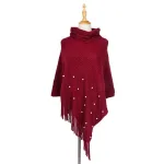 poncho col boule pour femme