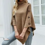 Poncho Col Roulé Boutons