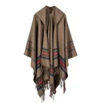 poncho à capuche style ethnique