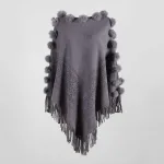 poncho mode femme pompon