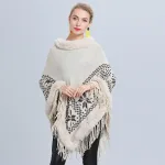 vêtement d'extérieur poncho avec fourrure