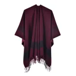 poncho court avec motifs pour femme