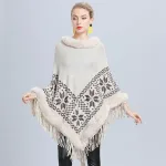 poncho en laine avec fourrure