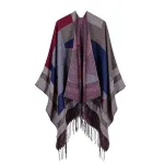 poncho d'hiver femme avec franges