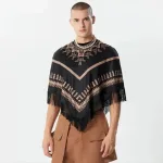 poncho chic homme avec franges