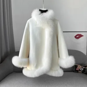 poncho écharpe en polaire femme
