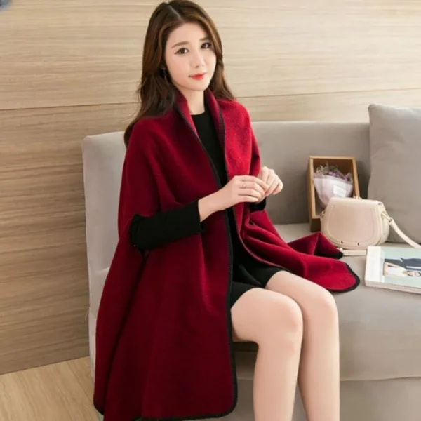 poncho écru femme
