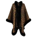 poncho élégant col fourrure