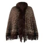 poncho en cachemire avec motif léopard