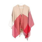 poncho en cachemire avec franges