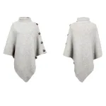 poncho élégante col roulé boutons