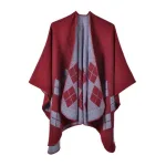 poncho à carreaux femme confortable