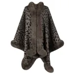 poncho en laine col fourrure