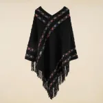 vêtement poncho femme en laine noir