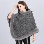 poncho élégant femme col fourrure
